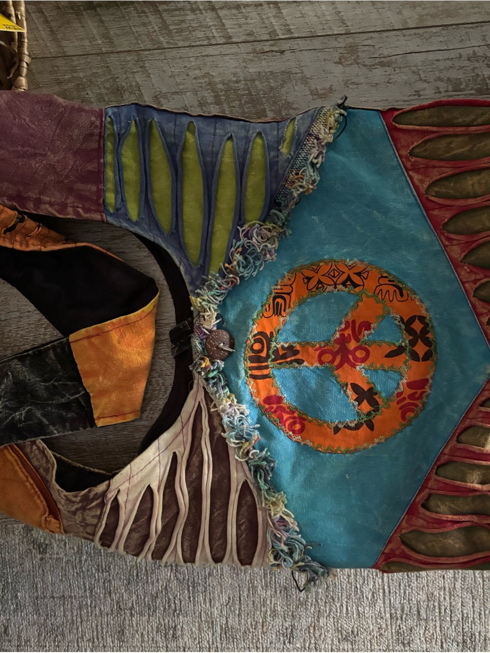 Hippie Love Festival Colorful Hobo Bag -Multicolor
